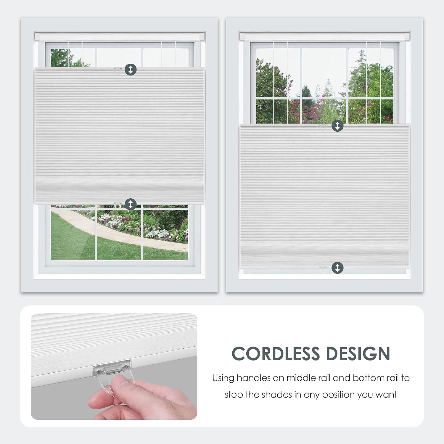 insmoublinds No Drill Cordless Cellular Shades, 34" W x 48" H, White - Image 3
